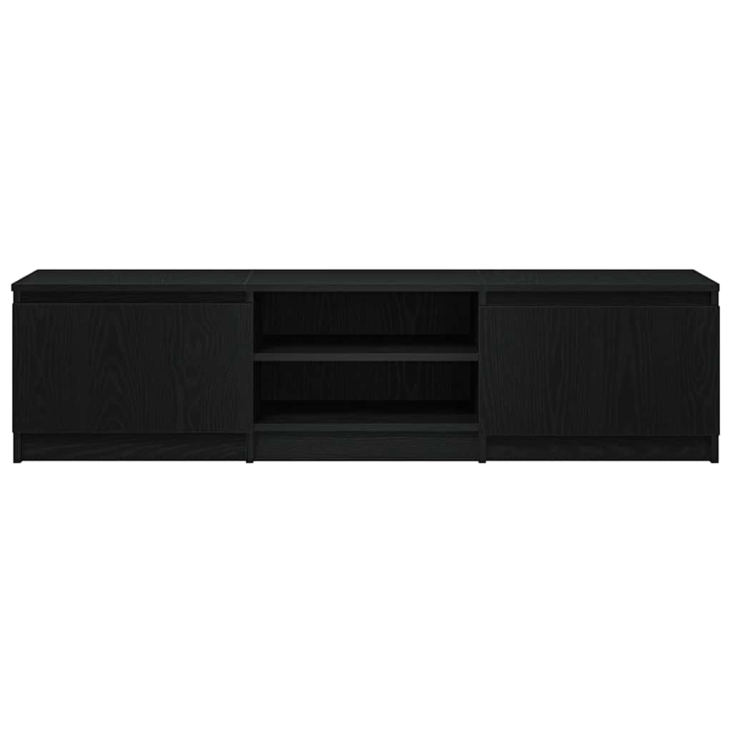 Meuble TV aspect chêne noir 140x40x36 cm matériau bois