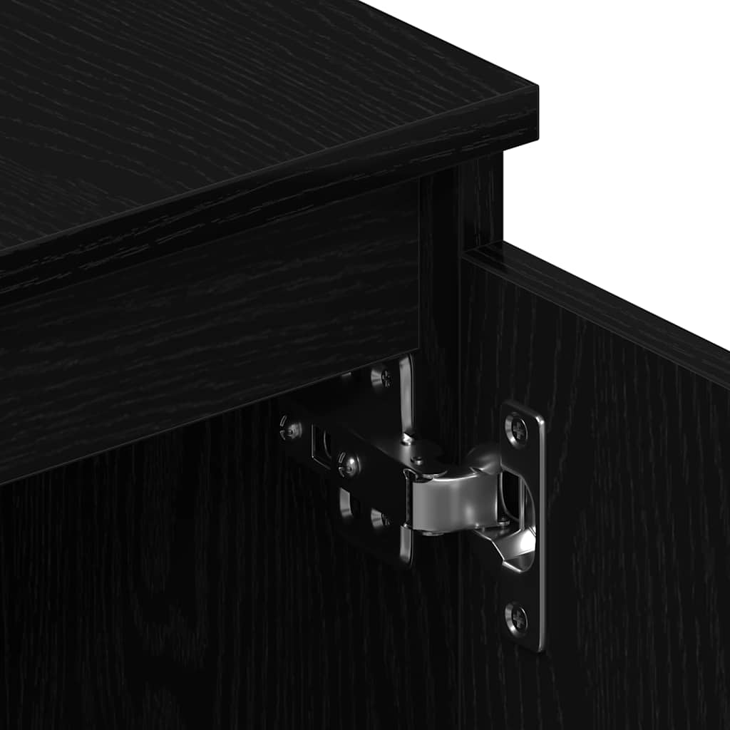 Meuble TV aspect chêne noir 140x40x36 cm matériau bois