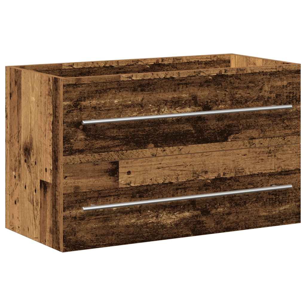 Meuble sous lavabo aspect bois de récupération 80x38,5x48 cm