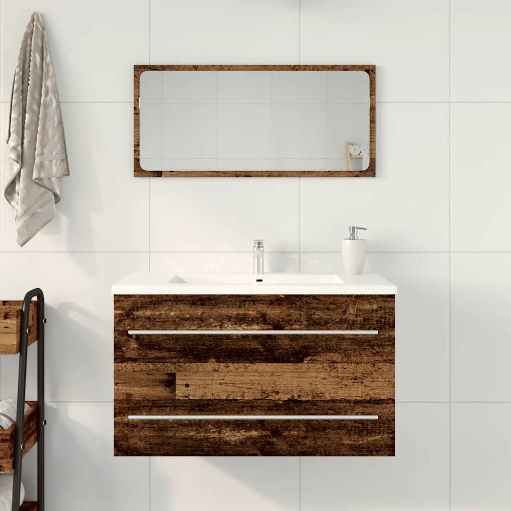 Meuble sous lavabo aspect bois de récupération 80x38,5x48 cm