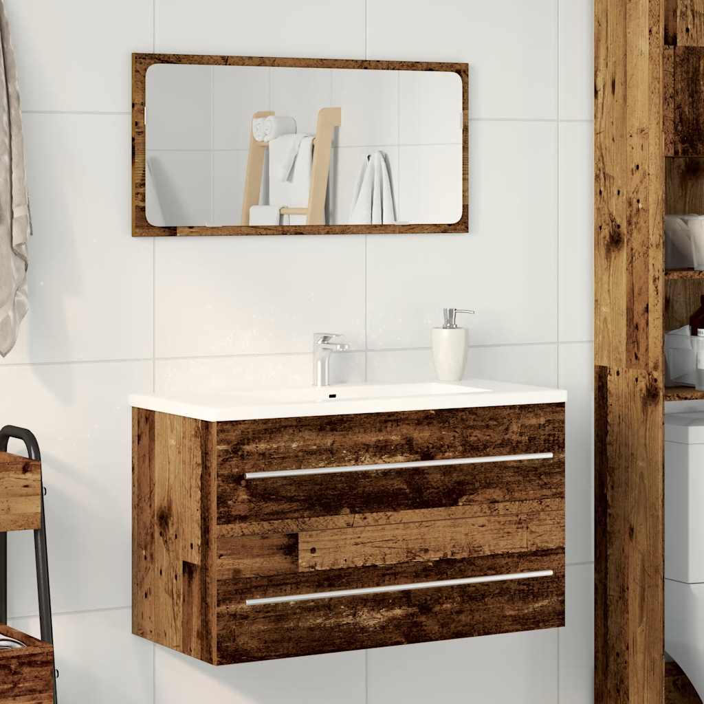 Meuble sous lavabo aspect bois de récupération 80x38,5x48 cm