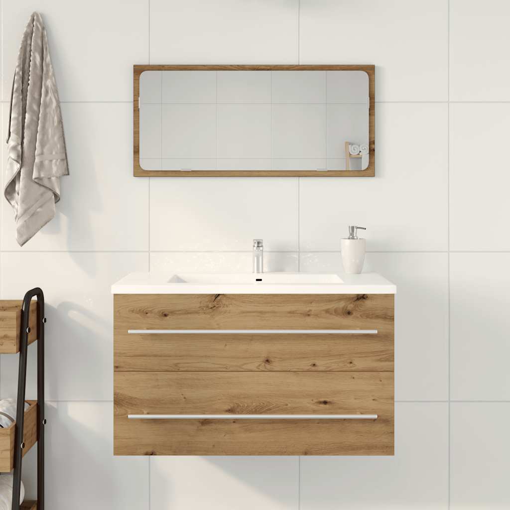 Meuble vasque artisanal en chêne 80x38,5x48 cm