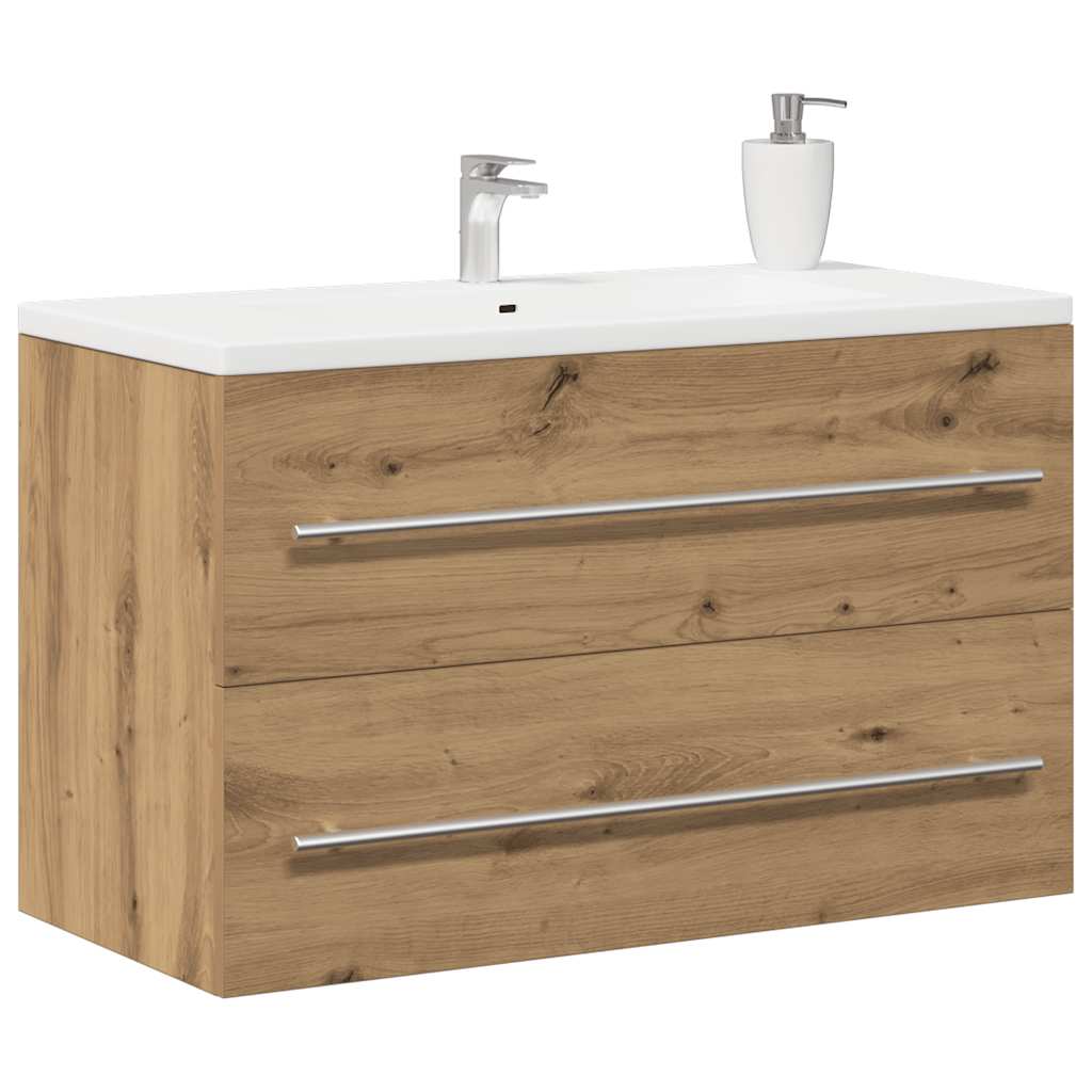 Meuble vasque artisanal en chêne 80x38,5x48 cm