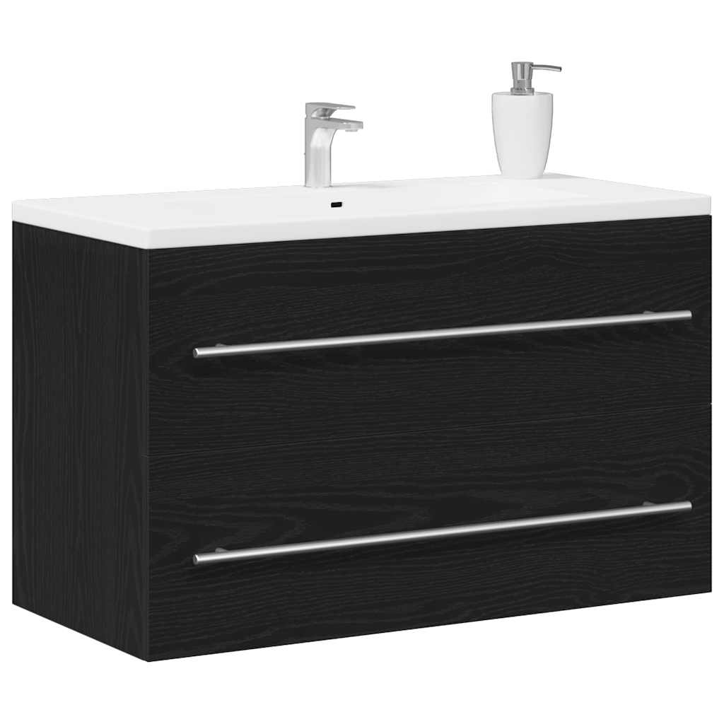 Waschbeckenunterschrank Eiche schwarz 80x38,5x48 cm Holzwerkstoff