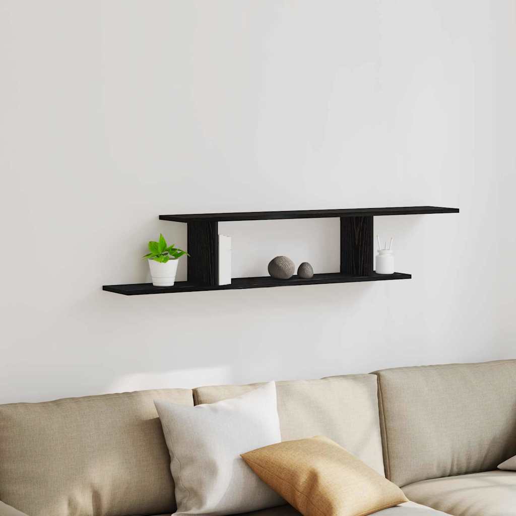 Wandmontiertes TV Regal Schwarze Eiche 125 x 18 x 23 cm