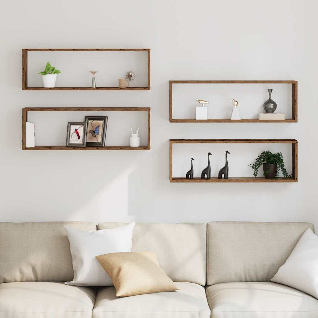 Wandregal mit Regal 4 pcs Altholz 80 x 15 x 26 cm Holzwerkstoff