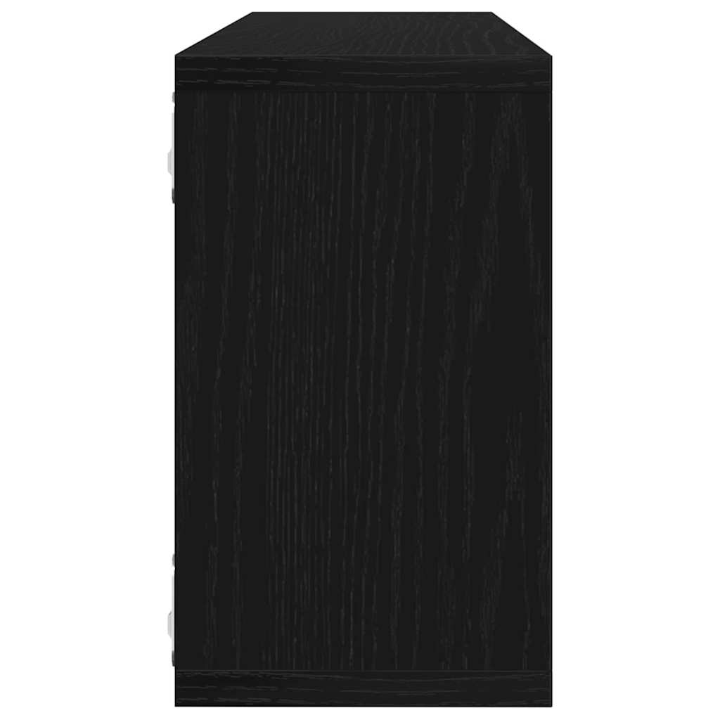 Wandregal mit Regal 2 pcs Schwarz Eichen-Optik 80 x 15 x 26 cm