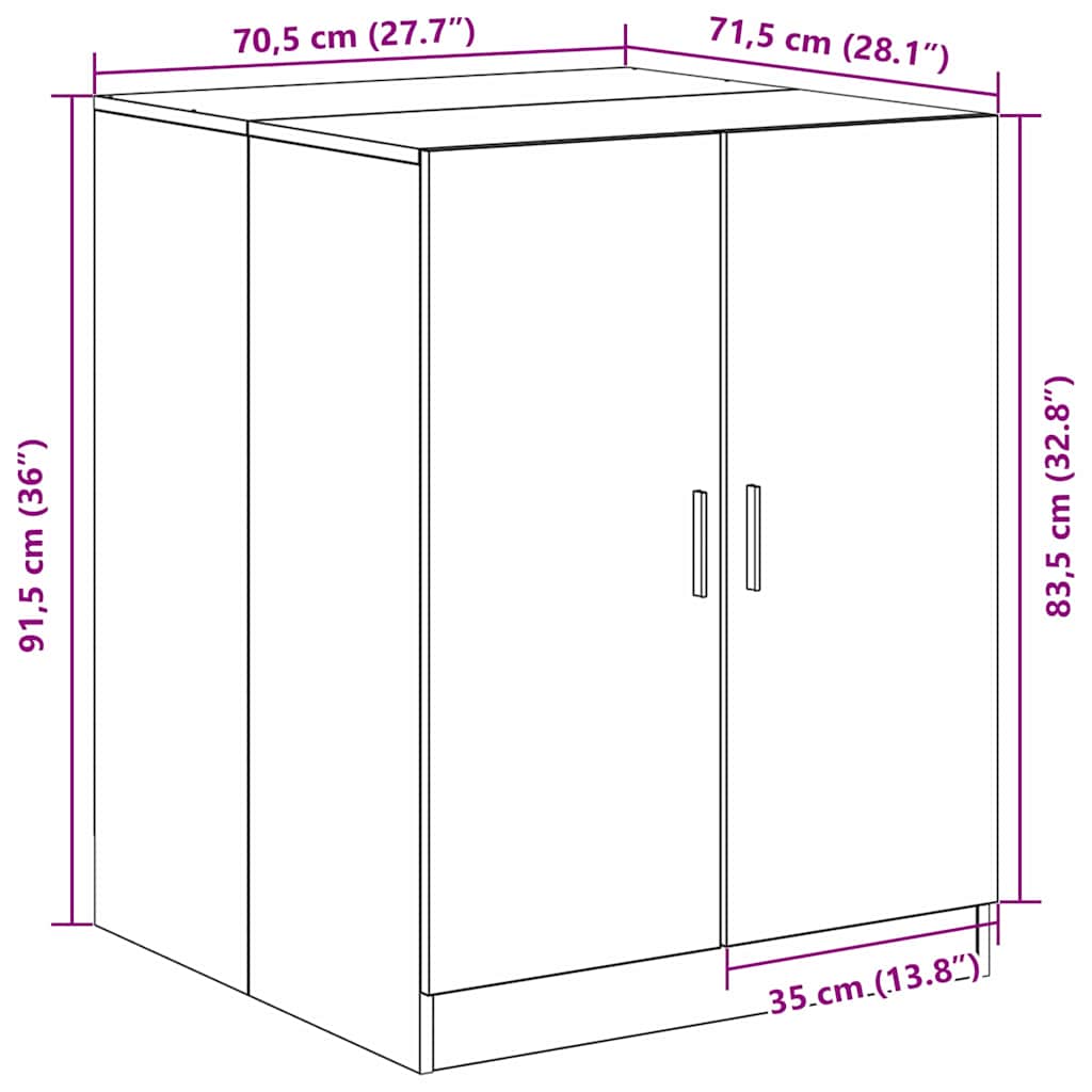 Waschmaschinen-Schrank Schwarz Eichen-Optik Holzwerkstoff