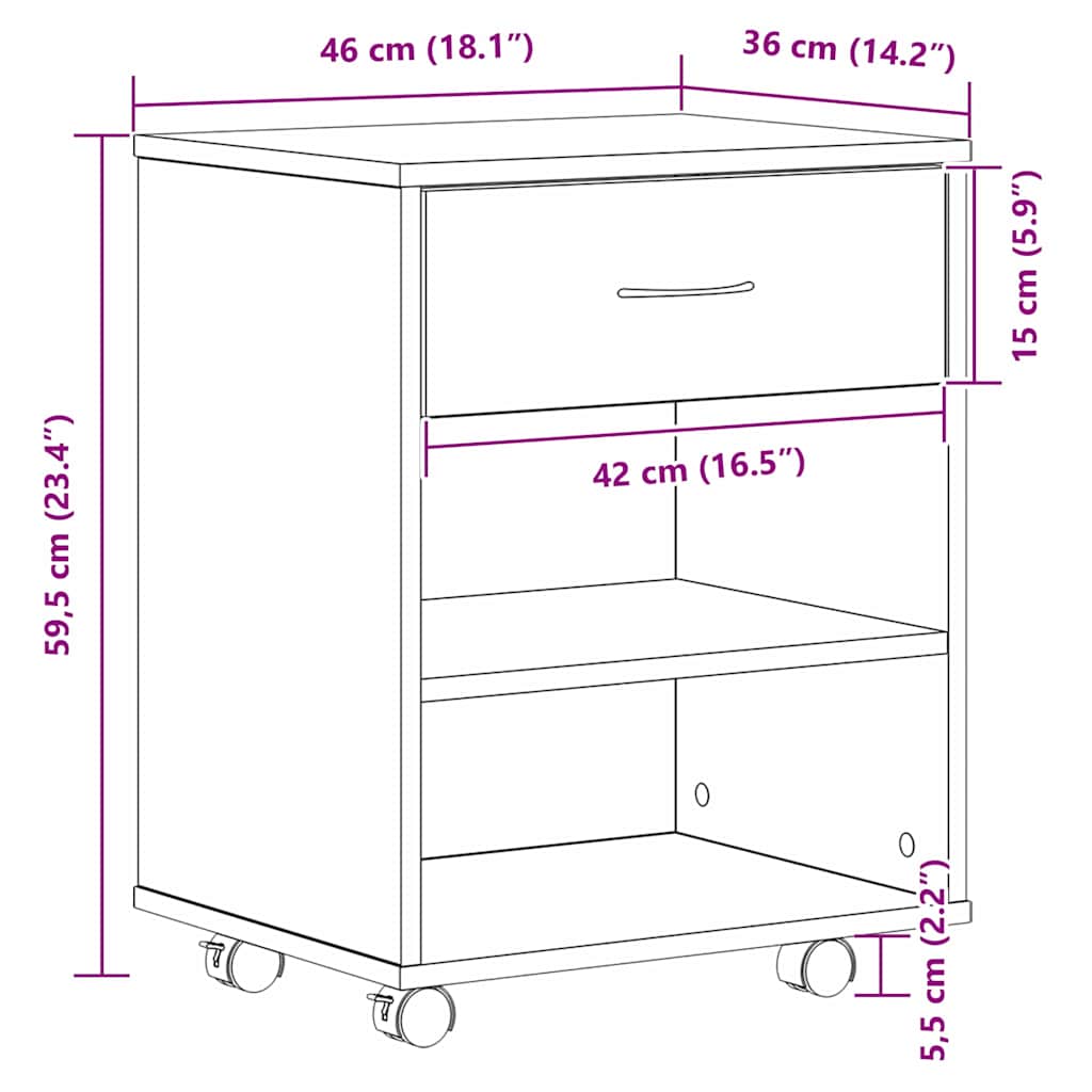 Aufbewahrungsschrank 46 x 36 x 59 cm Holzwerkstoff