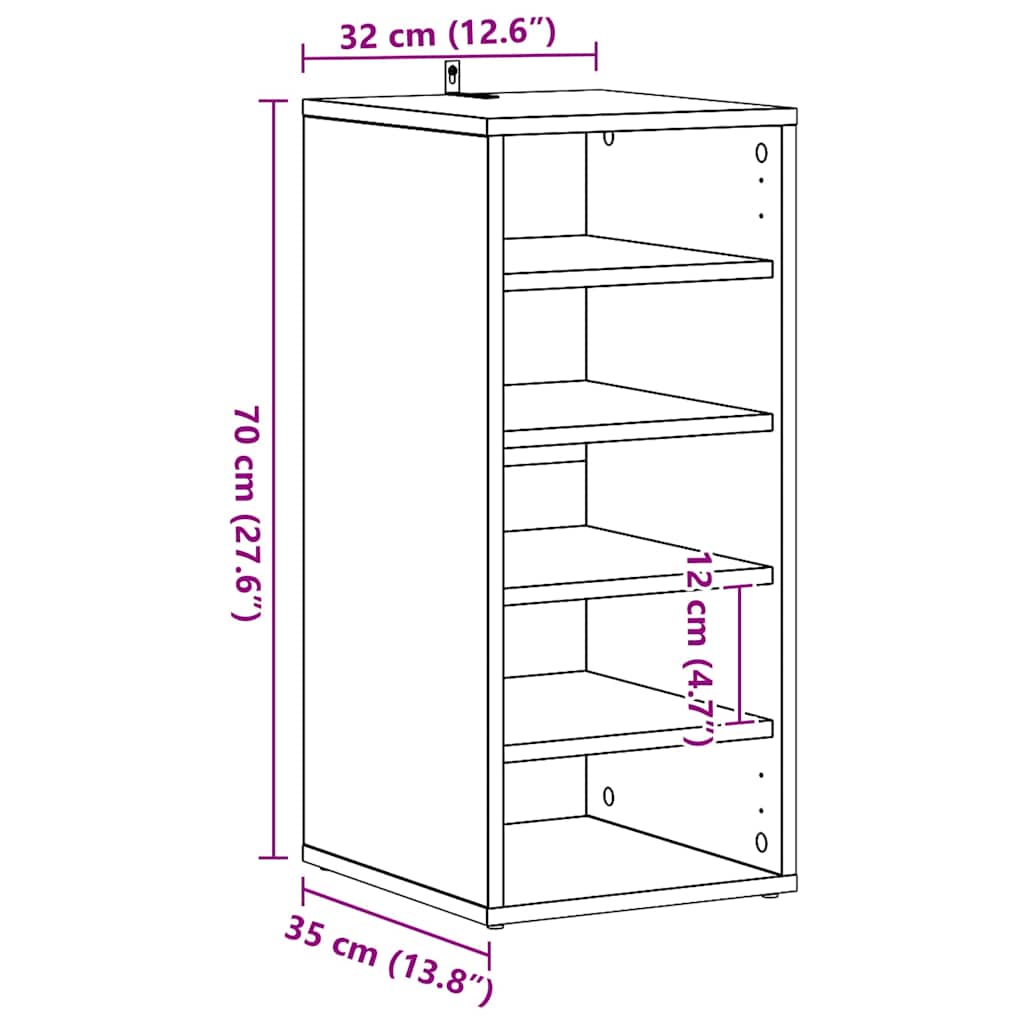 Schuhschrank Schwarz Eichen-Optik 32 x 35 x 70 cm Holzwerkstoff