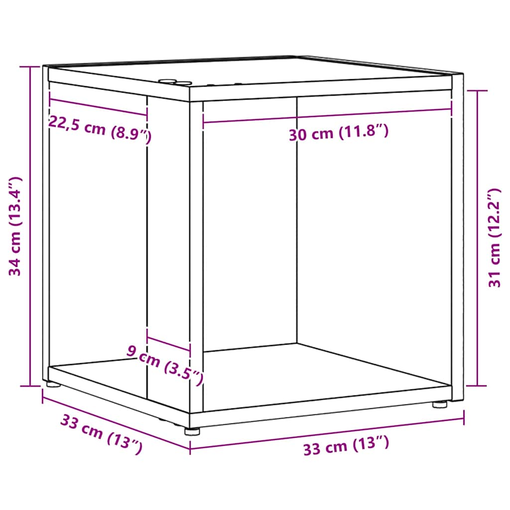 Eckregale Schwarz Eichen-Optik 33 x 33 x 34.5 cm Holzwerkstoff