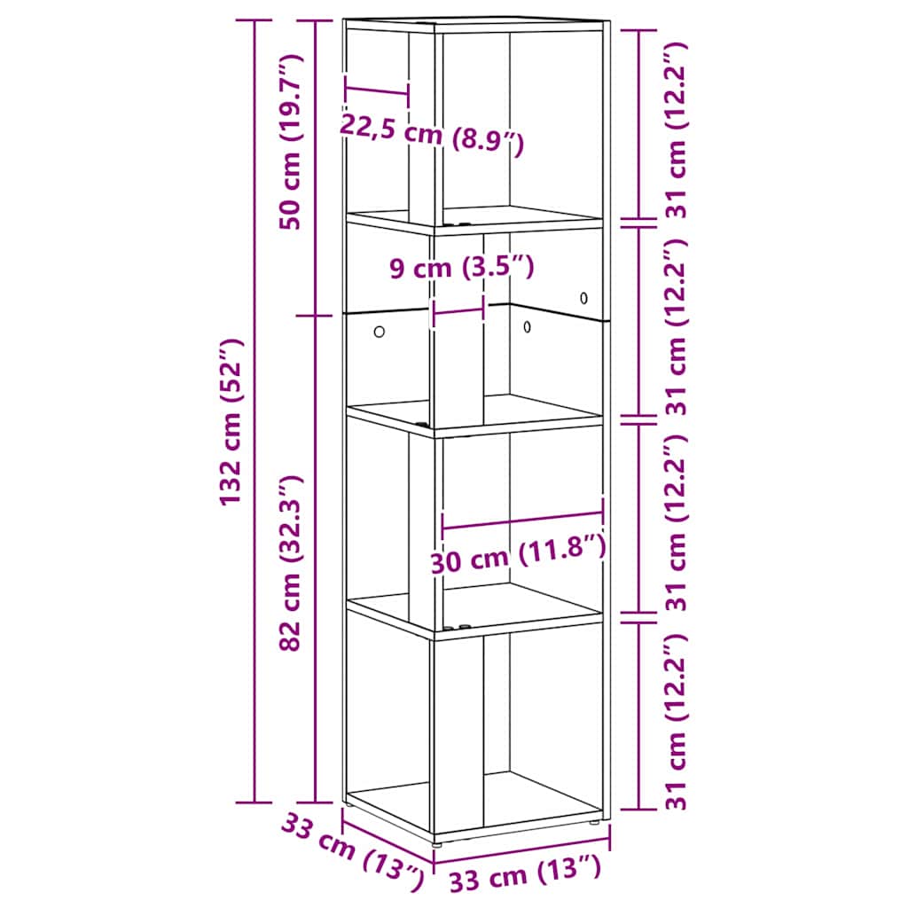 Eckregale Schwarz Eichen-Optik 33 x 33 x 132 cm Holzwerkstoff