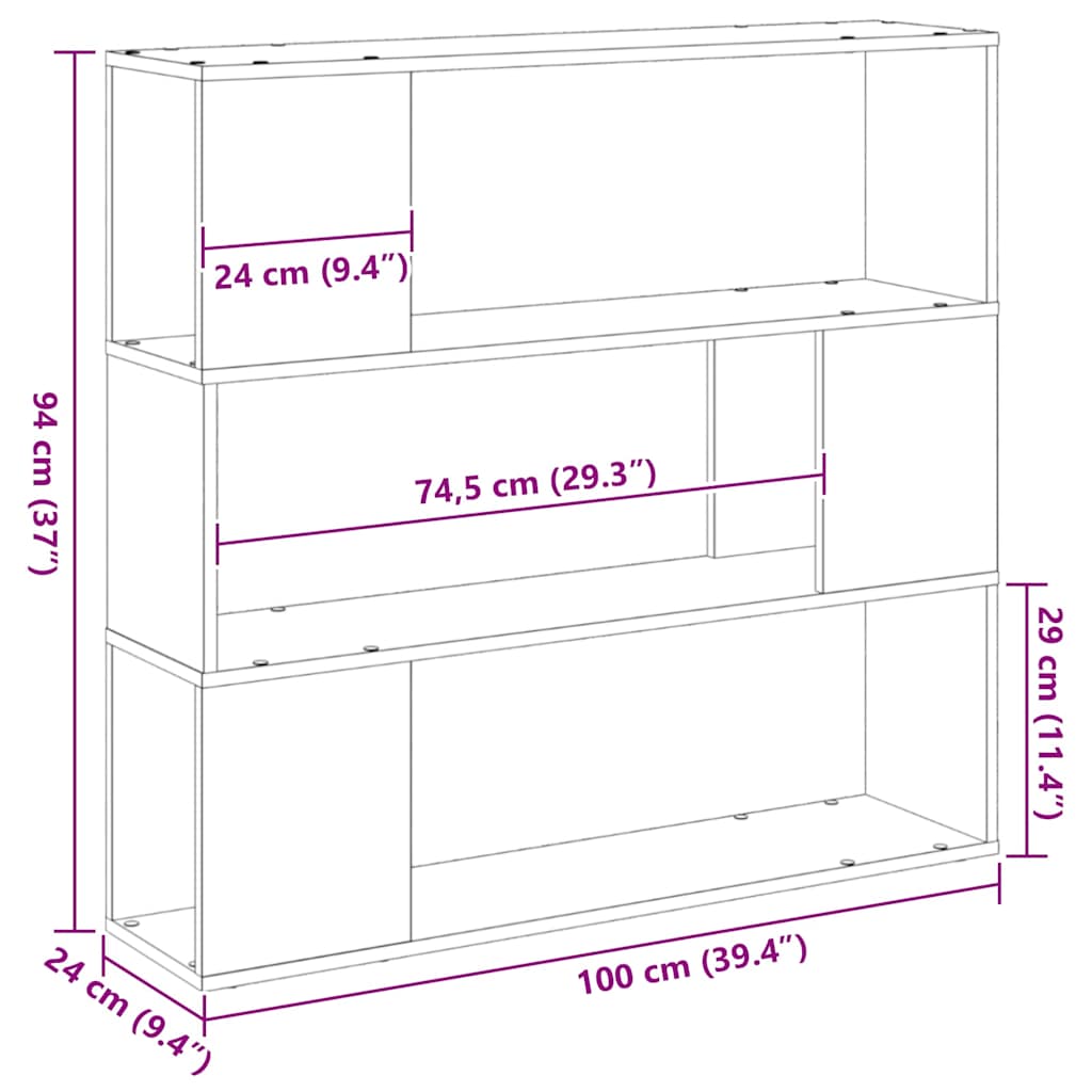 TV-Schrankset 100 x 24 x 94 cm Schwarz Eichen-Optik