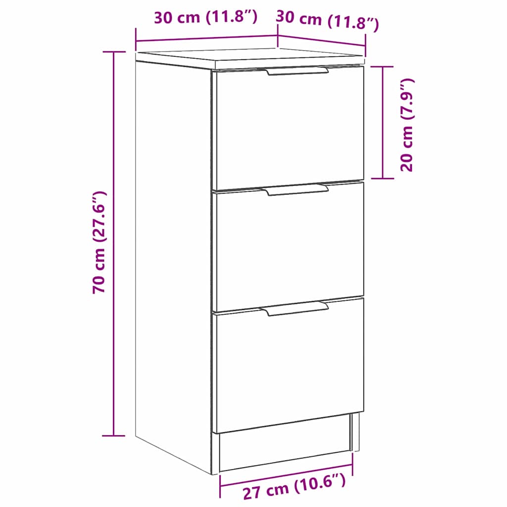Sideboard Schwarz Eichen-Optik 30 x 30 x 70 cm Holzwerkstoff