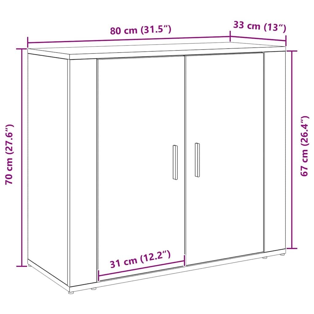 Sideboard Schwarz Eichen-Optik 80 x 33 x 70 cm Holzwerkstoff