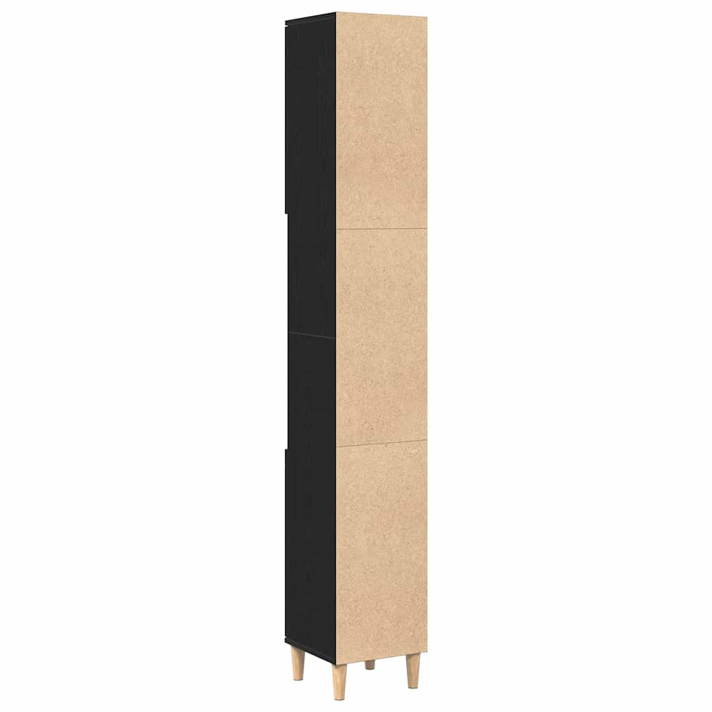 Badezimmer Schrank mit Regal Schwarze Eiche 30 x 30 x 190 cm