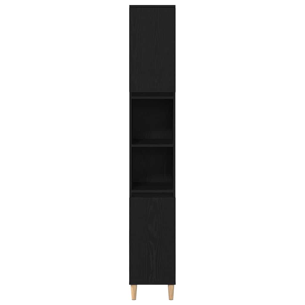 Badezimmer Schrank mit Regal Schwarze Eiche 30 x 30 x 190 cm