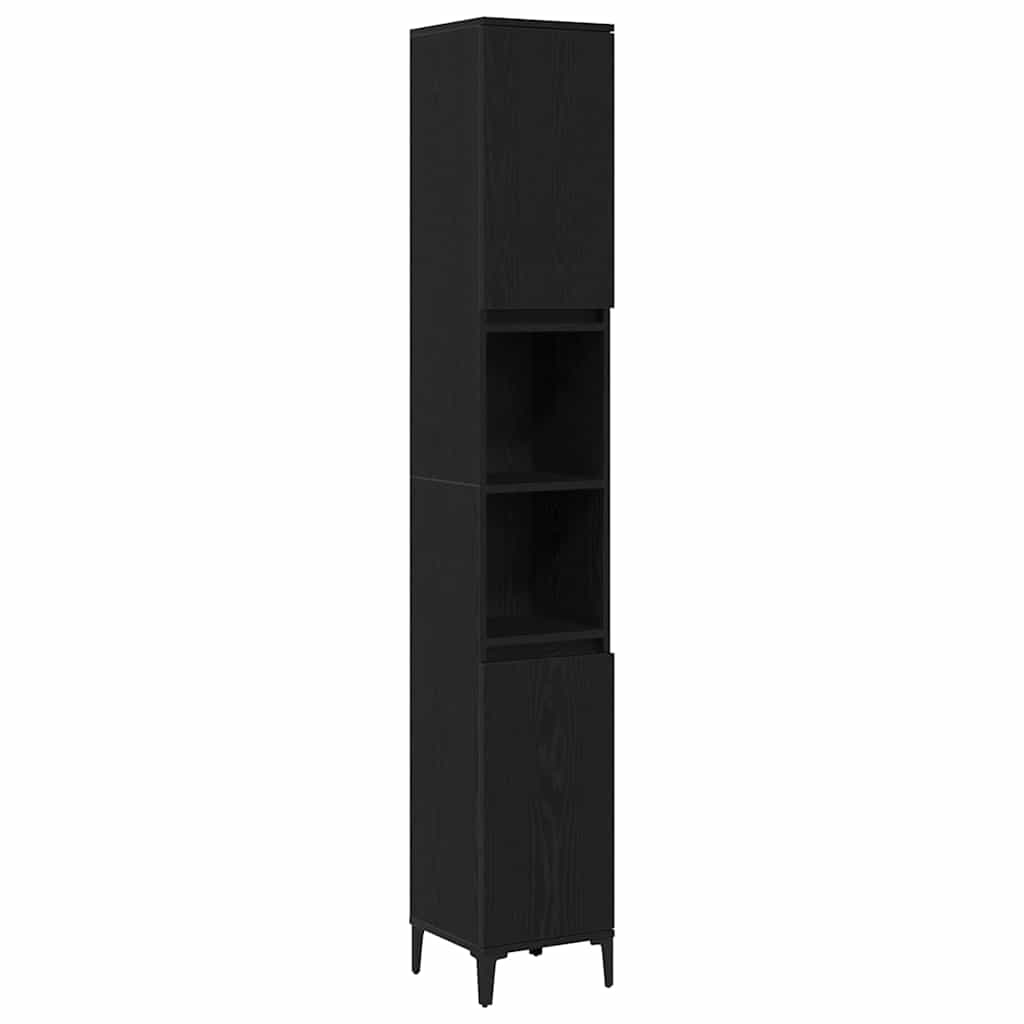 Badezimmer Schrank mit Regal Schwarze Eiche 30 x 30 x 190 cm