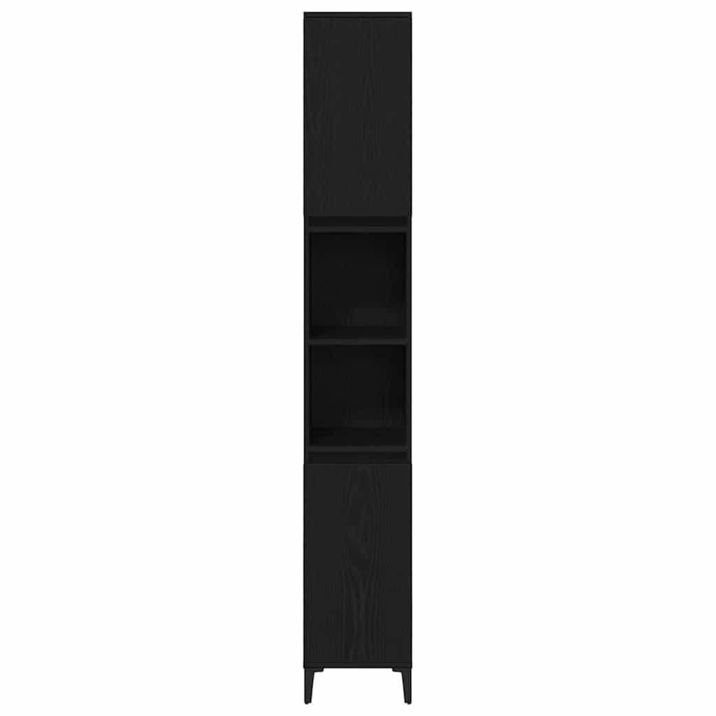 Badezimmer Schrank mit Regal Schwarze Eiche 30 x 30 x 190 cm