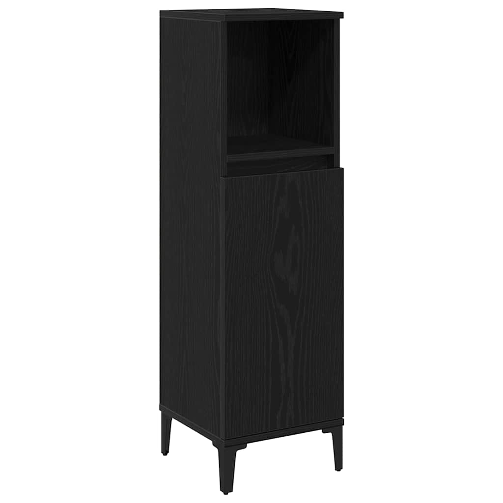 Badezimmer Schrank mit Regal Schwarze Eiche 30 x 30 x 100 cm