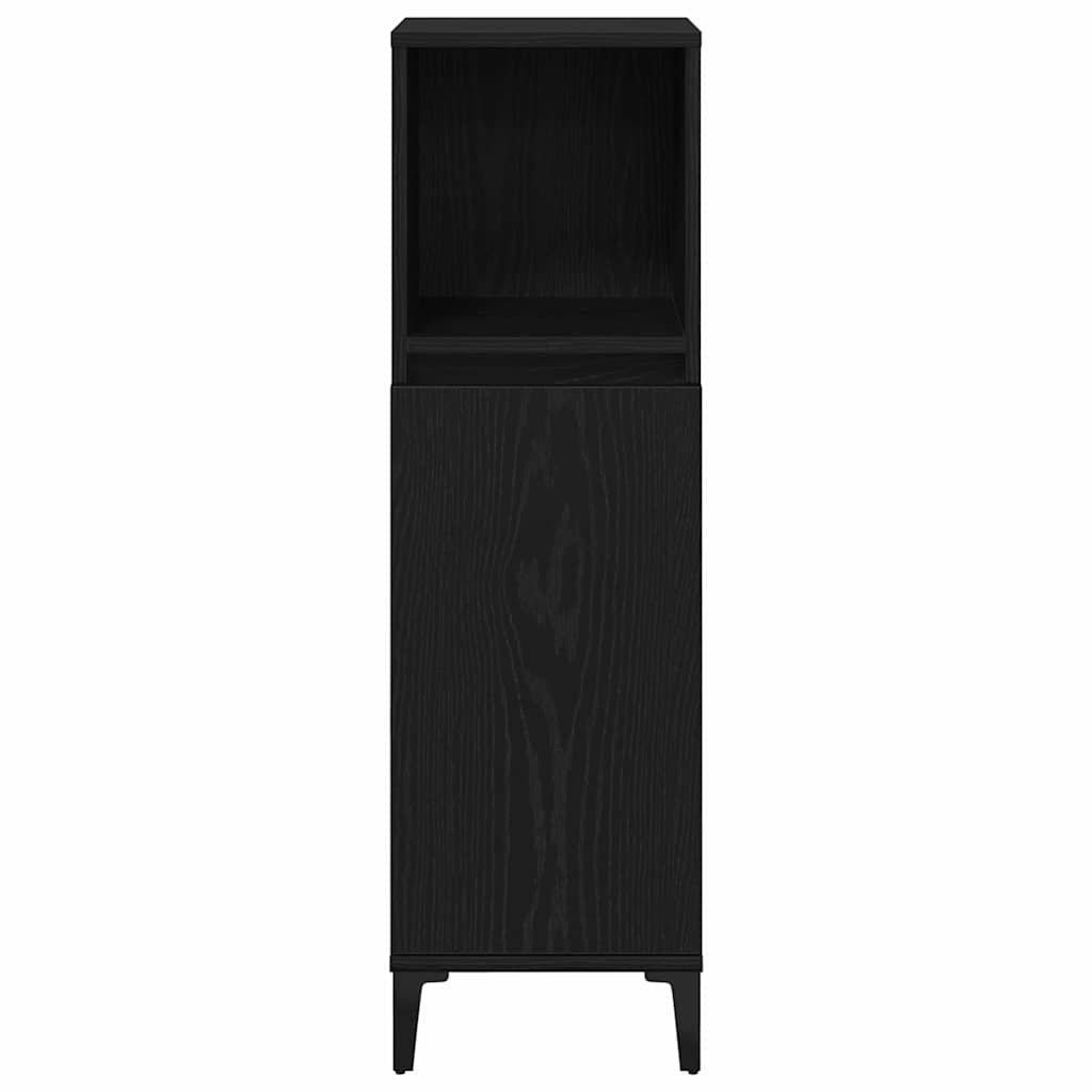Badezimmer Schrank mit Regal Schwarze Eiche 30 x 30 x 100 cm