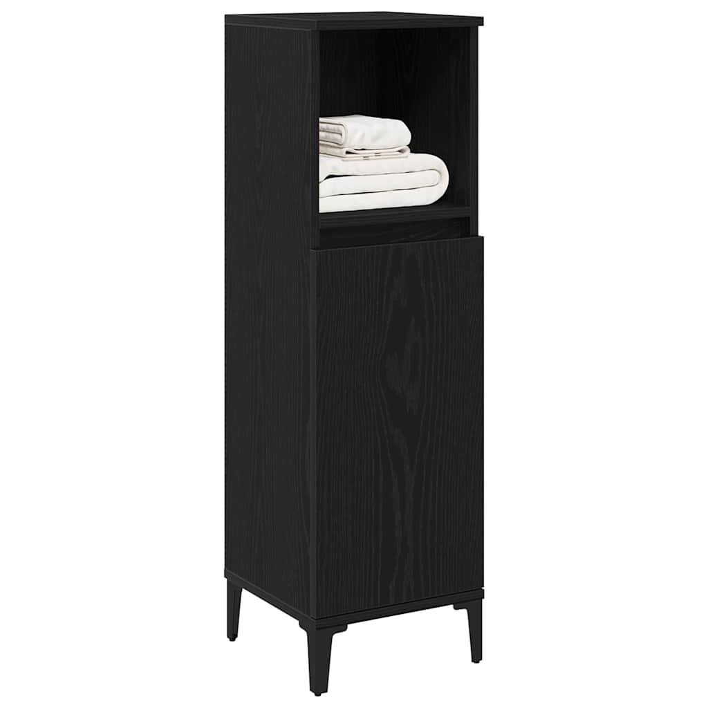 Badezimmer Schrank mit Regal Schwarze Eiche 30 x 30 x 100 cm