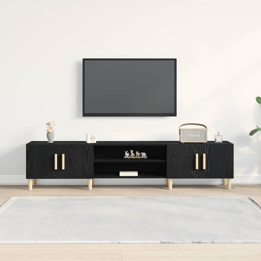 TV-Tisch Schwarz Eichen-Optik 180 x 31,5 x 40 cm Holzwerkstoff