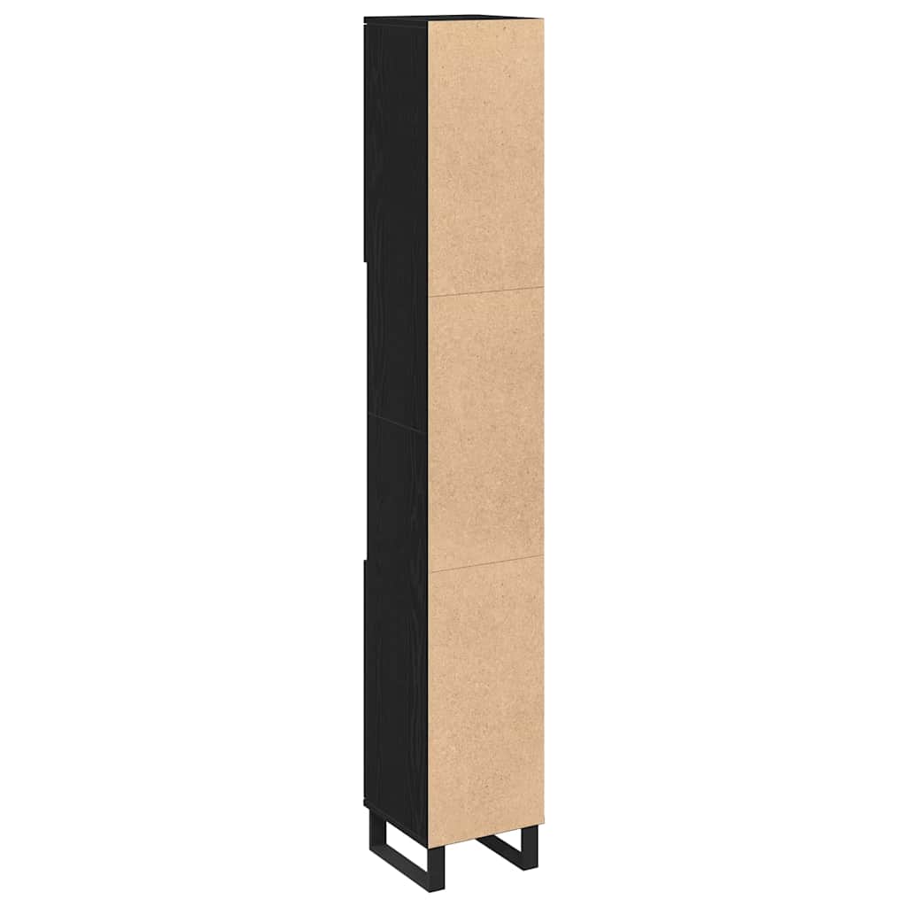 Badezimmer Schrank mit Regal Schwarze Eiche 30 x 30 x 190 cm