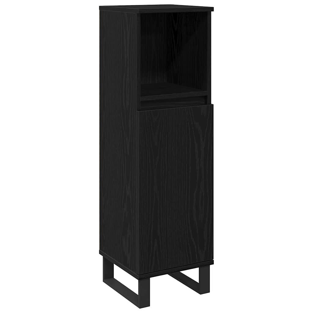 Badezimmer Schrank mit Regal Schwarze Eiche 30 x 30 x 100 cm