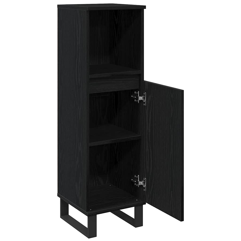 Badezimmer Schrank mit Regal Schwarze Eiche 30 x 30 x 100 cm