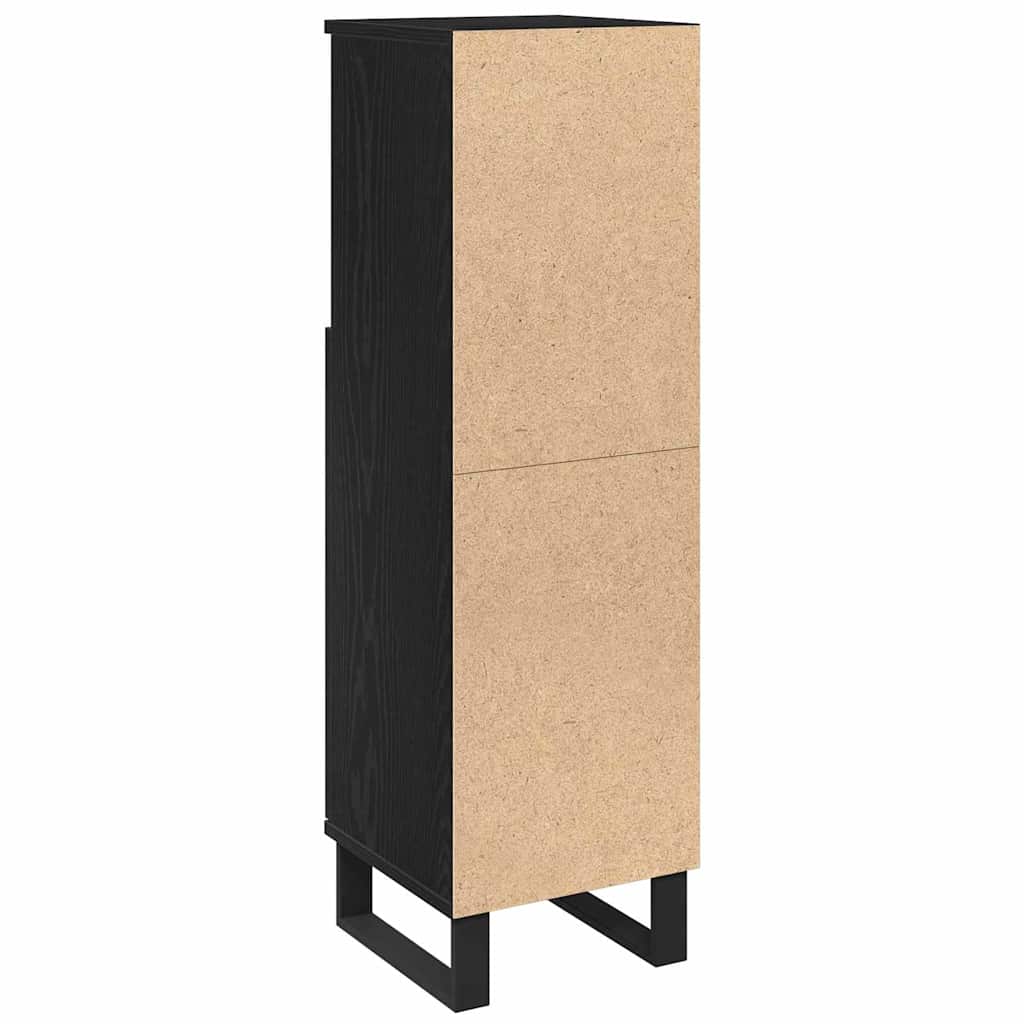 Badezimmer Schrank mit Regal Schwarze Eiche 30 x 30 x 100 cm