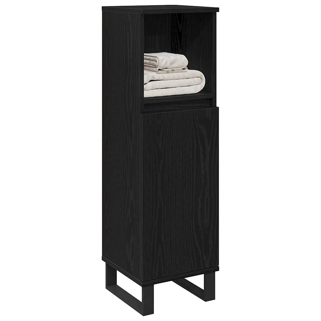 Badezimmer Schrank mit Regal Schwarze Eiche 30 x 30 x 100 cm