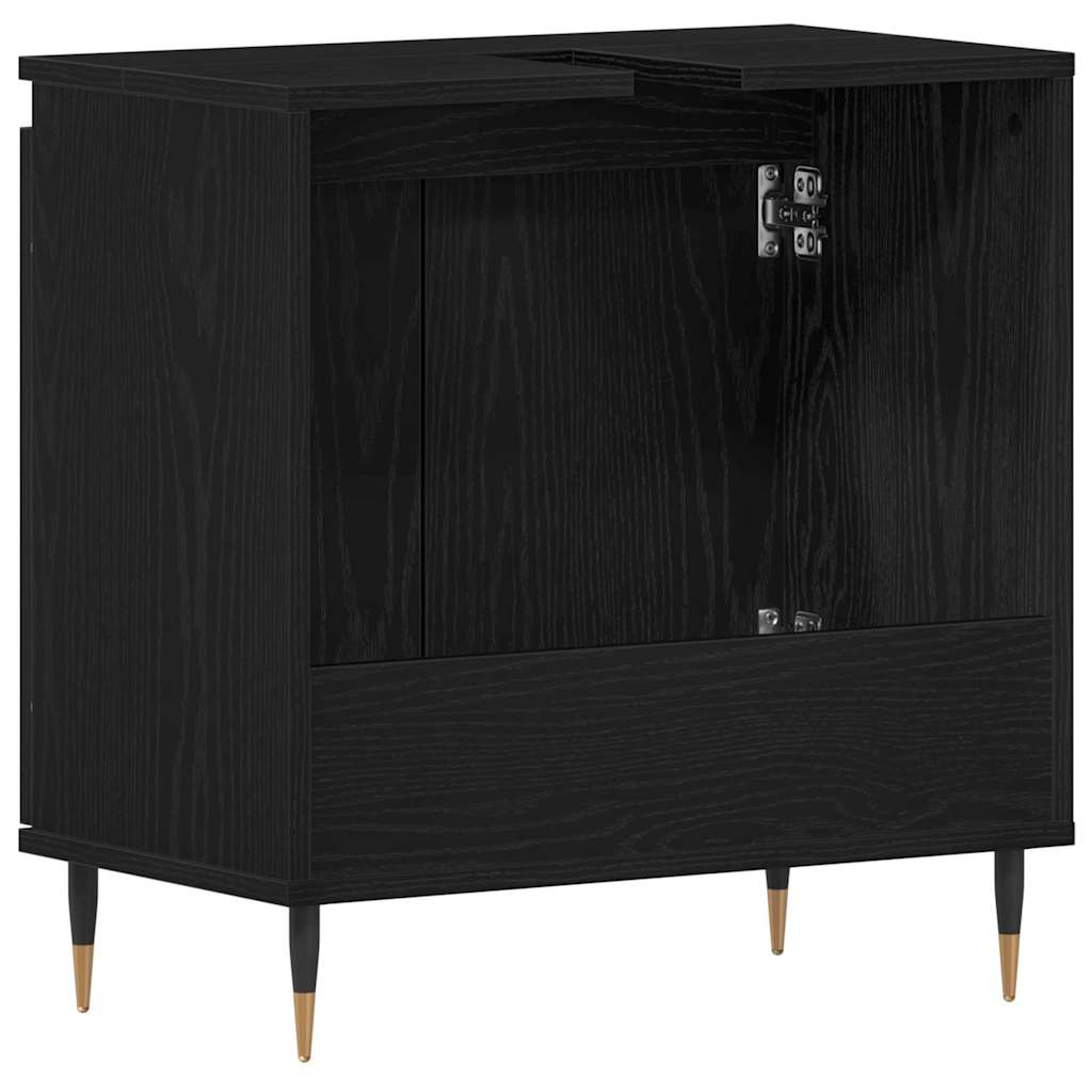 Waschbeckenunterschrank mit Tür Schwarze Eiche 58 x 33 x 60 cm