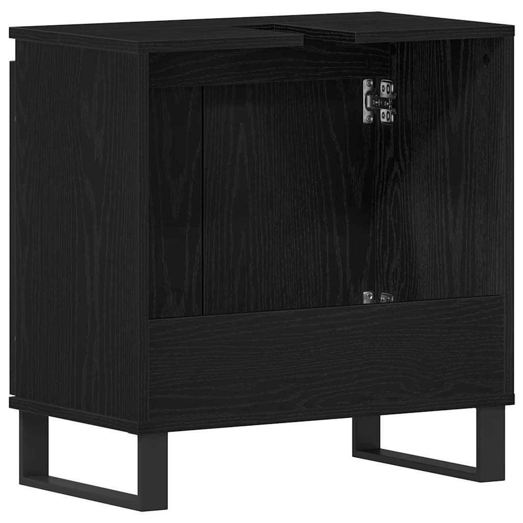 Waschbeckenunterschrank mit Tür Schwarze Eiche 58 x 33 x 60 cm
