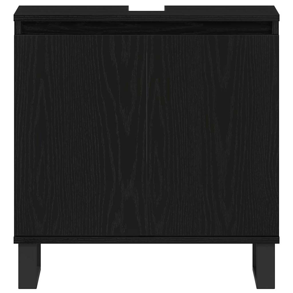 Waschbeckenunterschrank mit Tür Schwarze Eiche 58 x 33 x 60 cm