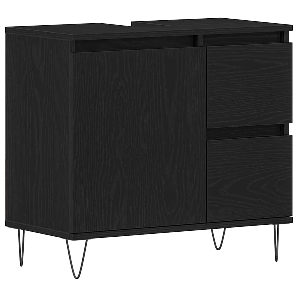 Waschbeckenunterschrank mit Tür Schwarze Eiche 65 x 33 x 60 cm