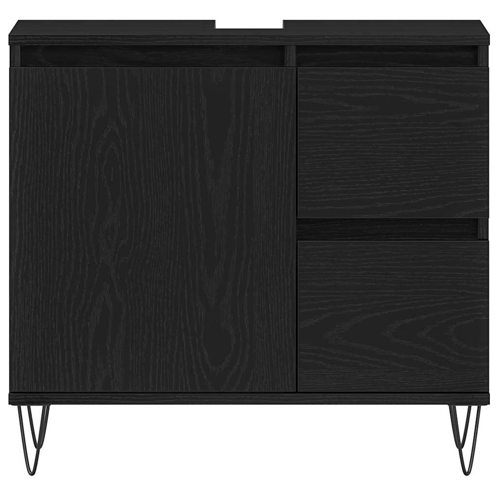 Waschbeckenunterschrank mit Tür Schwarze Eiche 65 x 33 x 60 cm