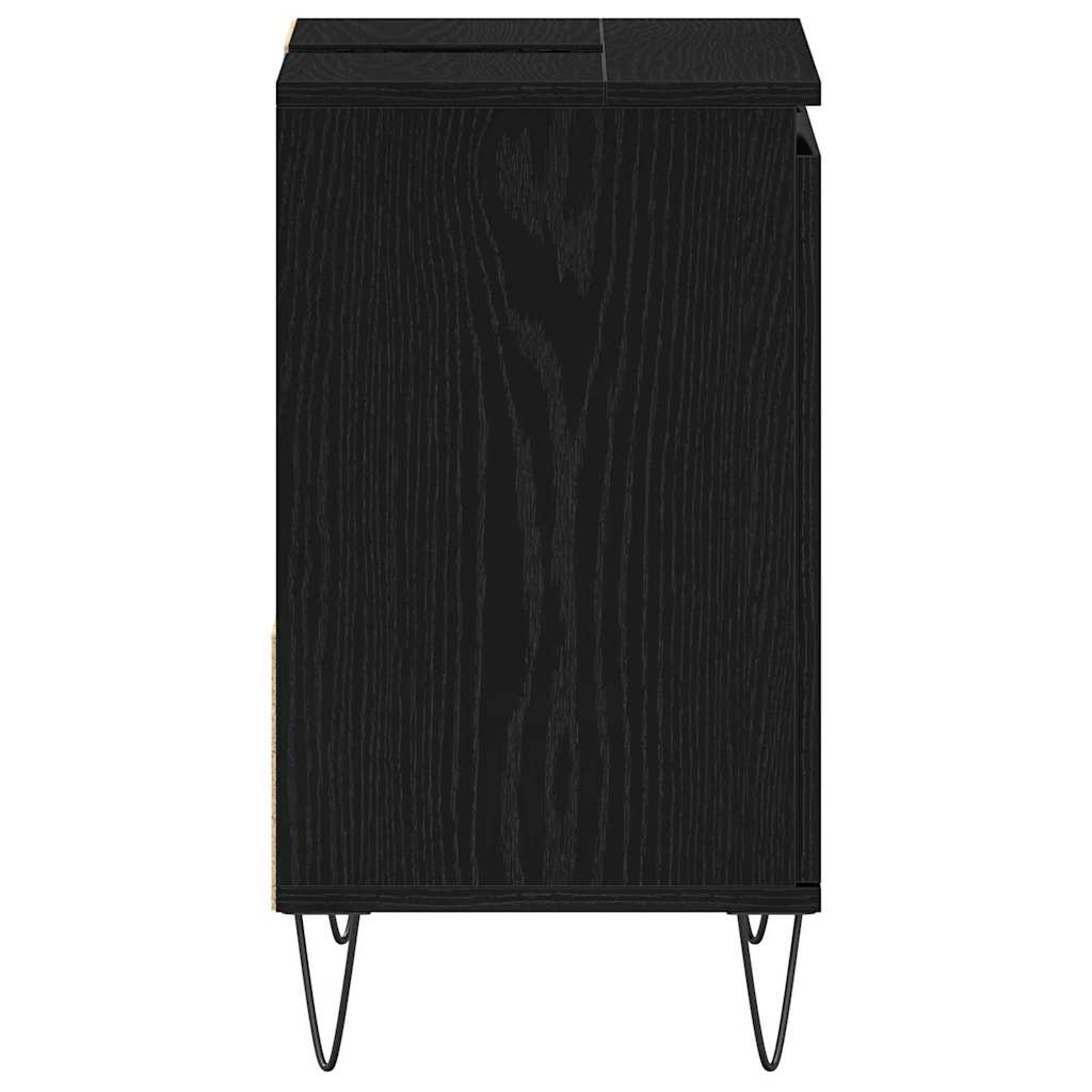 Waschbeckenunterschrank mit Tür Schwarze Eiche 65 x 33 x 60 cm