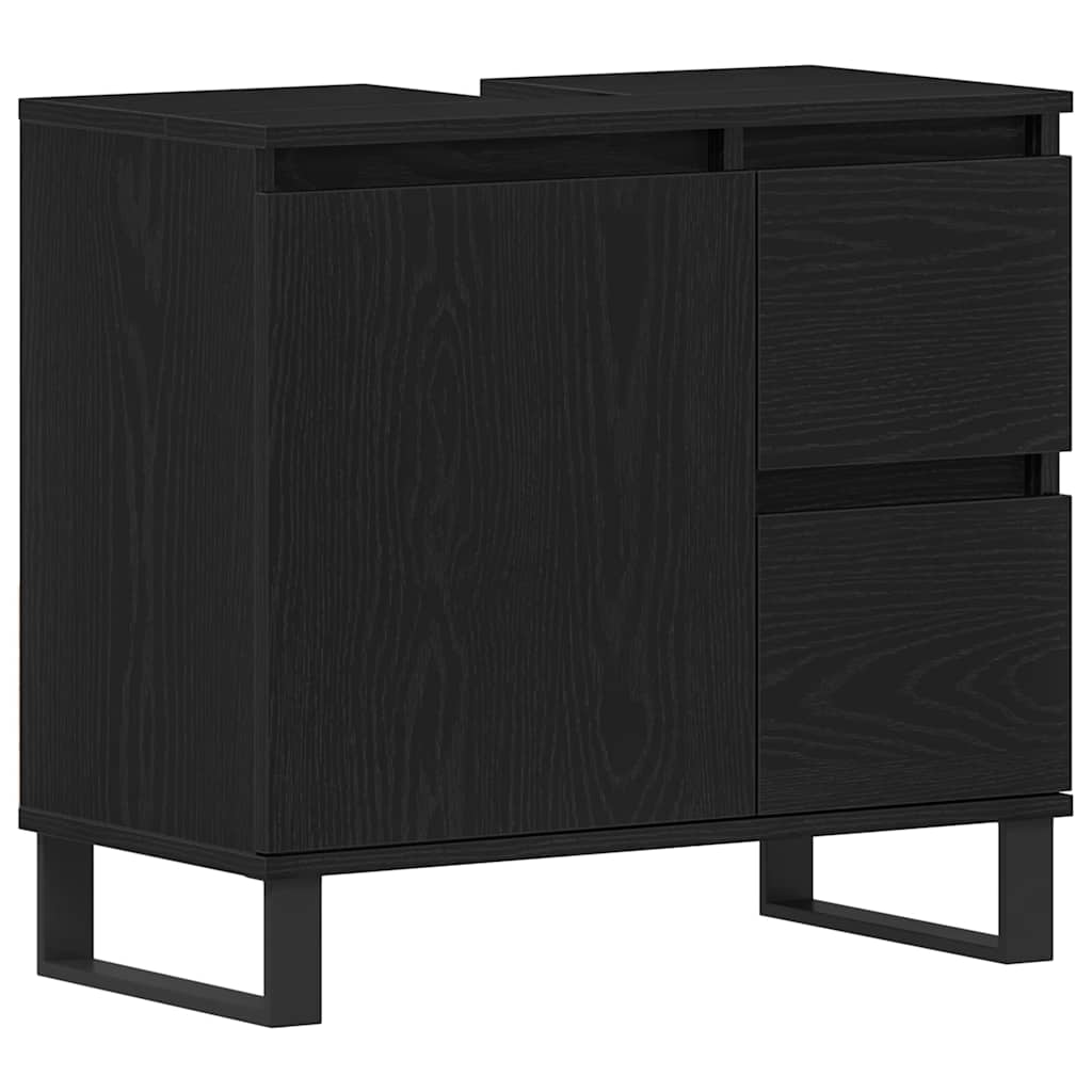 Waschtischunterschrank mit Tür Schwarze Eiche 65 x 33 x 60 cm