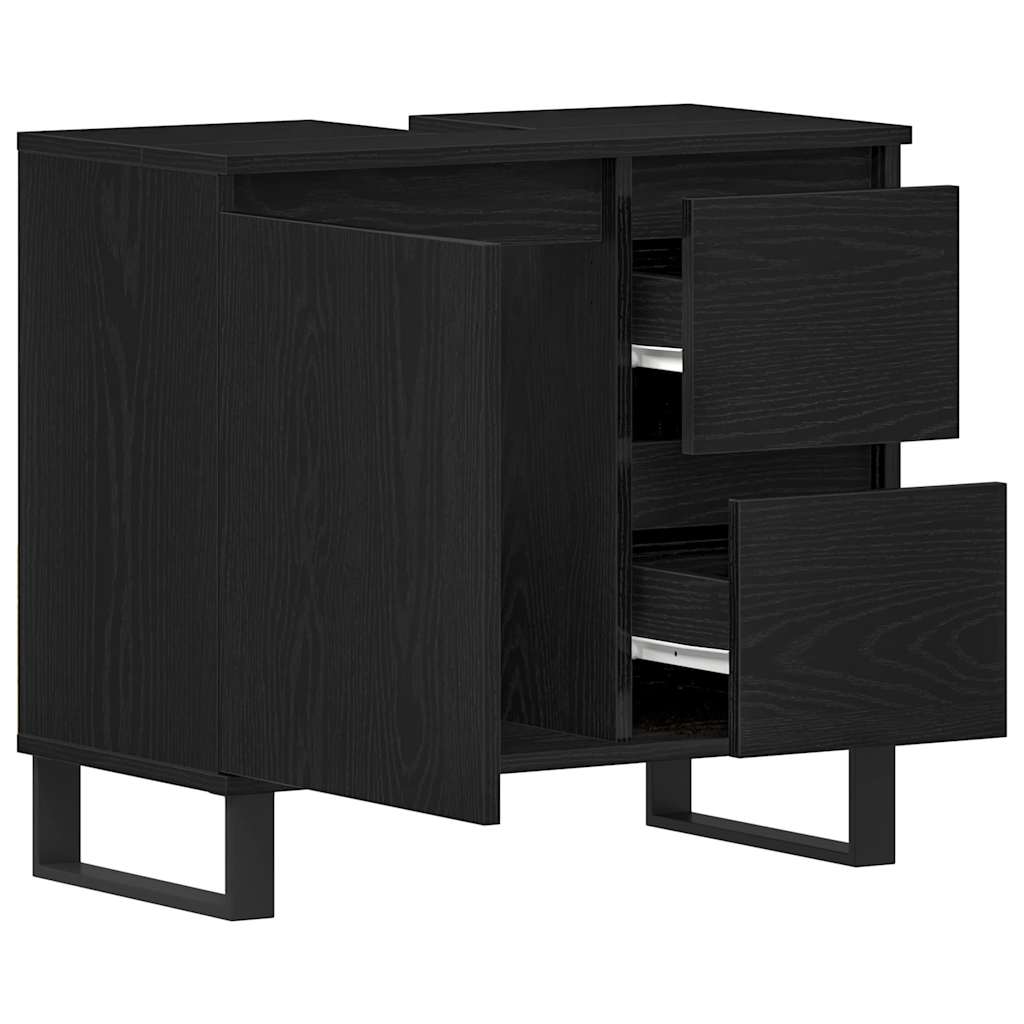 Waschtischunterschrank mit Tür Schwarze Eiche 65 x 33 x 60 cm