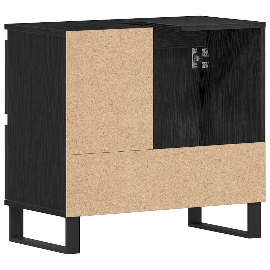 Waschtischunterschrank mit Tür Schwarze Eiche 65 x 33 x 60 cm