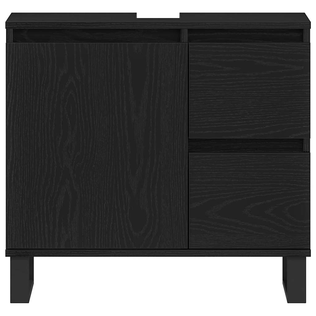 Waschtischunterschrank mit Tür Schwarze Eiche 65 x 33 x 60 cm