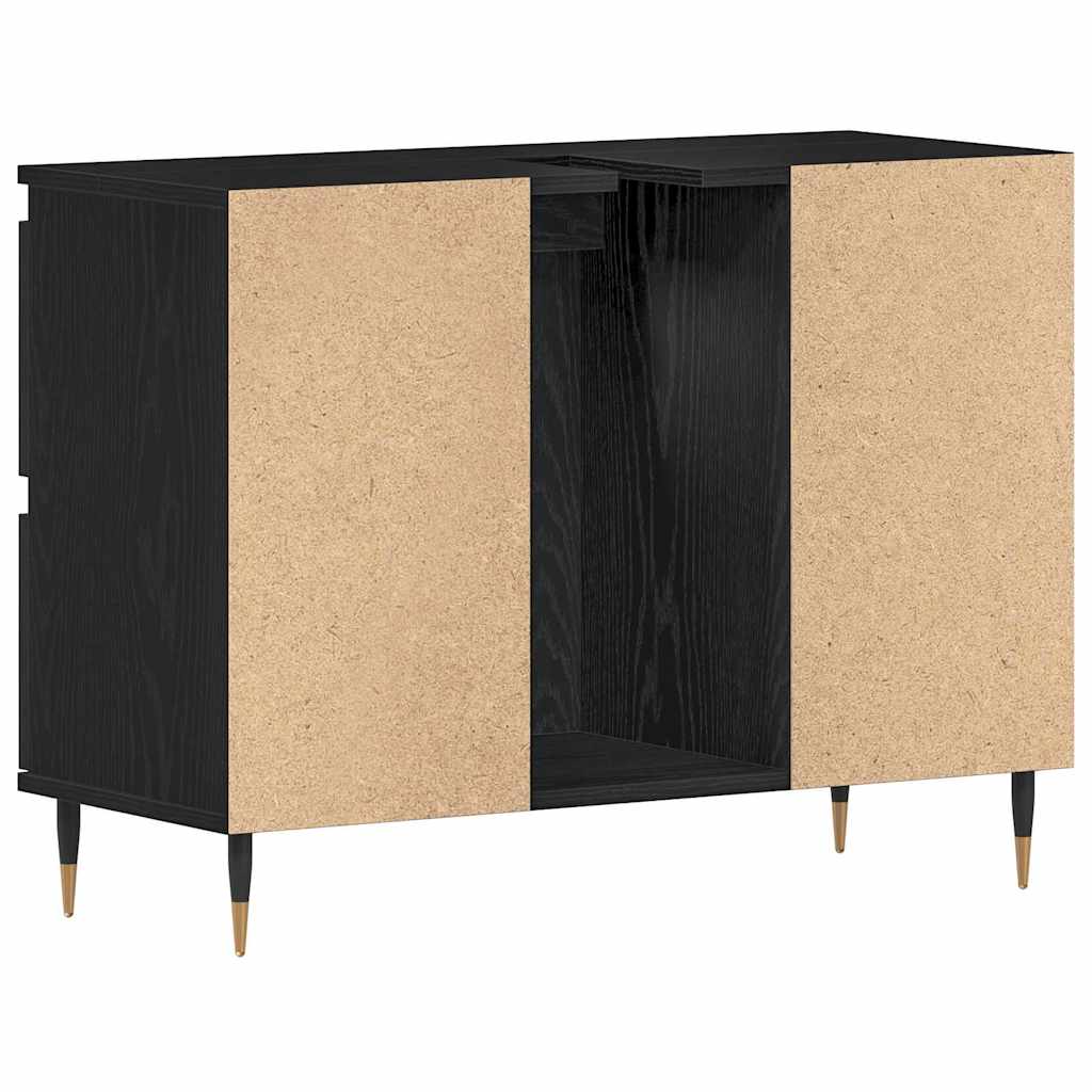 Waschbeckenunterschrank mit Tür Schwarze Eiche 80 x 33 x 60 cm