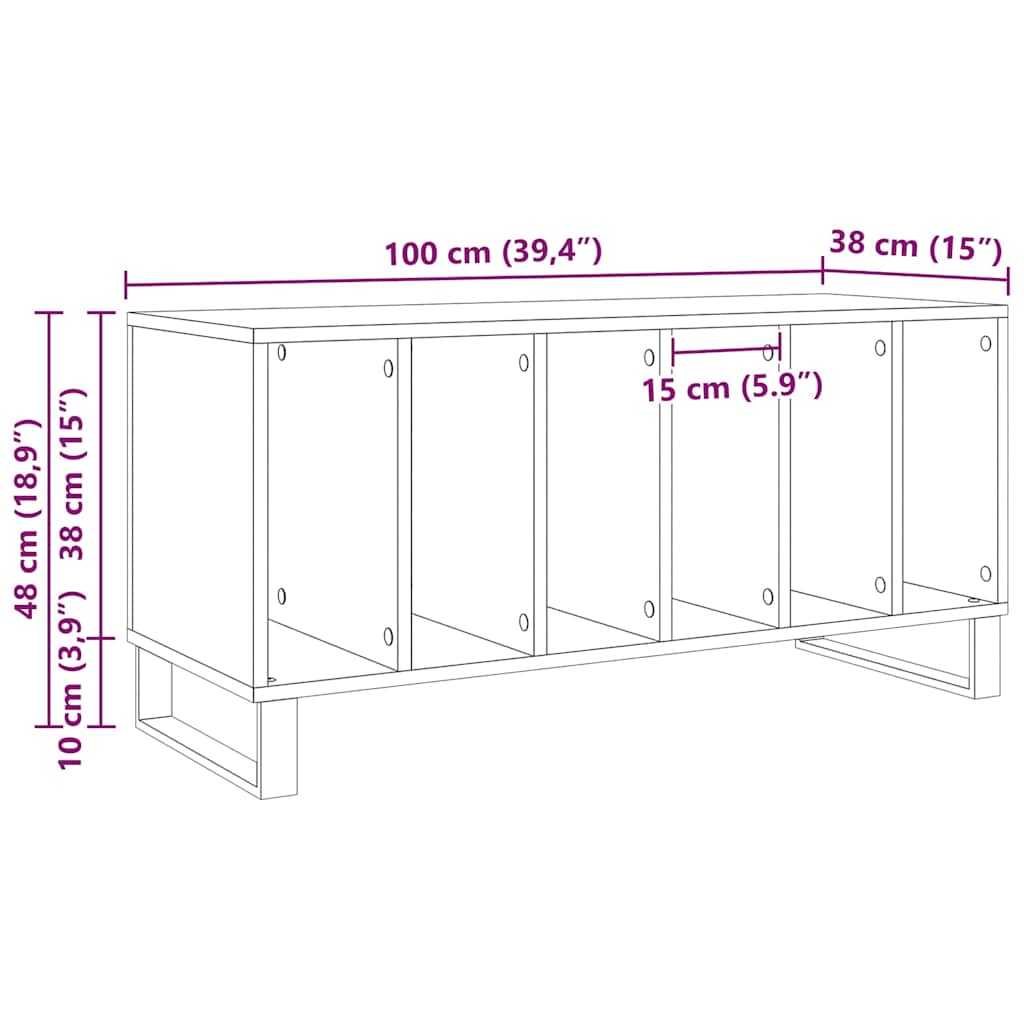 Schallplattenschrank Artisan-Eiche 100 x 38 x 48 cm