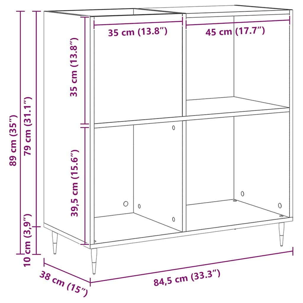 Schallplattenschrank Altholz 85 x 38 x 89 cm Holzwerkstoff