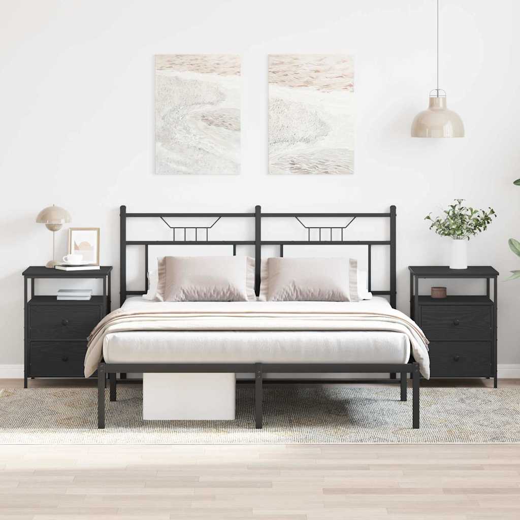 Nachttisch mit Schubladen 2 pcs Schwarze Eiche 44 x 45 x 60 cm