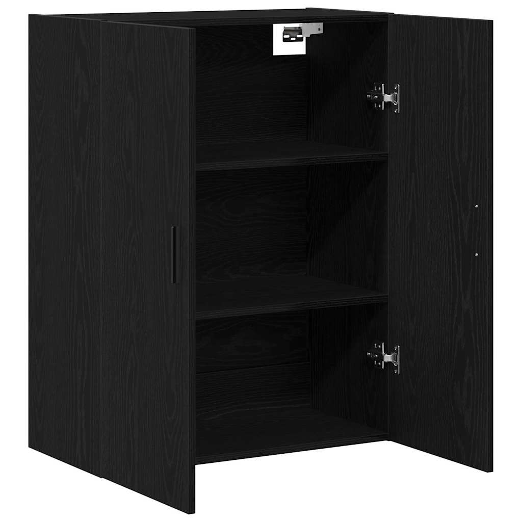 Wandmontierter Schrank Schwarz Eichen-Optik 69.5 x 34 x 90 cm