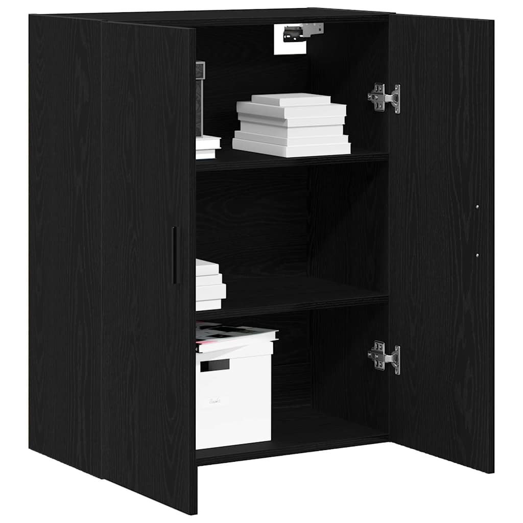 Wandmontierter Schrank Schwarz Eichen-Optik 69.5 x 34 x 90 cm