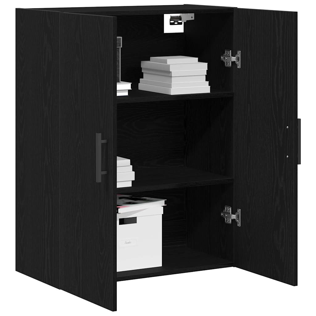 Wandmontierter Schrank Schwarz Eichen-Optik 69.5 x 34 x 90 cm