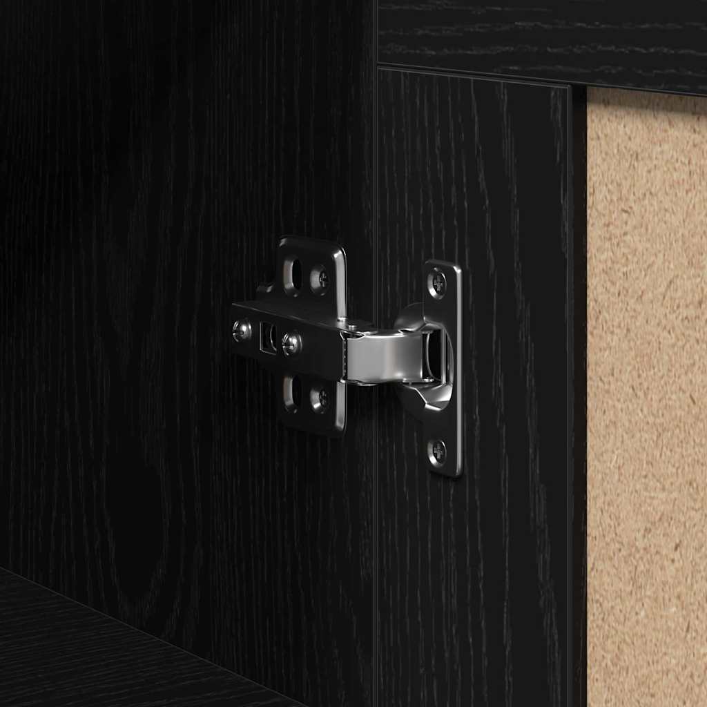 Wandmontierter Schrank Schwarz Eichen-Optik 69.5 x 34 x 90 cm